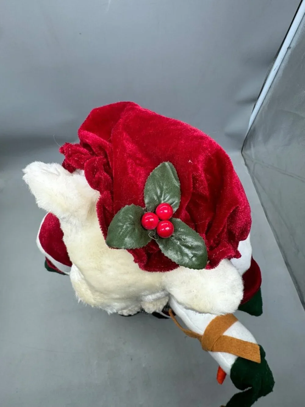 Vintage Great Gifts Christmas Teddy Bear In Red Velvet Outfit standing READ